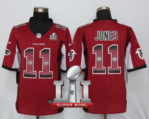 Nike Falcons #11 Julio Jones Red Team Color Super Bowl LI 51 Men's Stitched NFL Limited Strobe Jersey - Click Image to Close